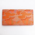 Back of metallic orange and gold vintage Japanese silk clutch