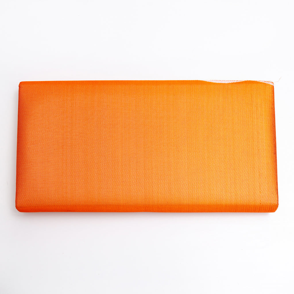 Back of metallic orange Japanese silk foldover clutch
