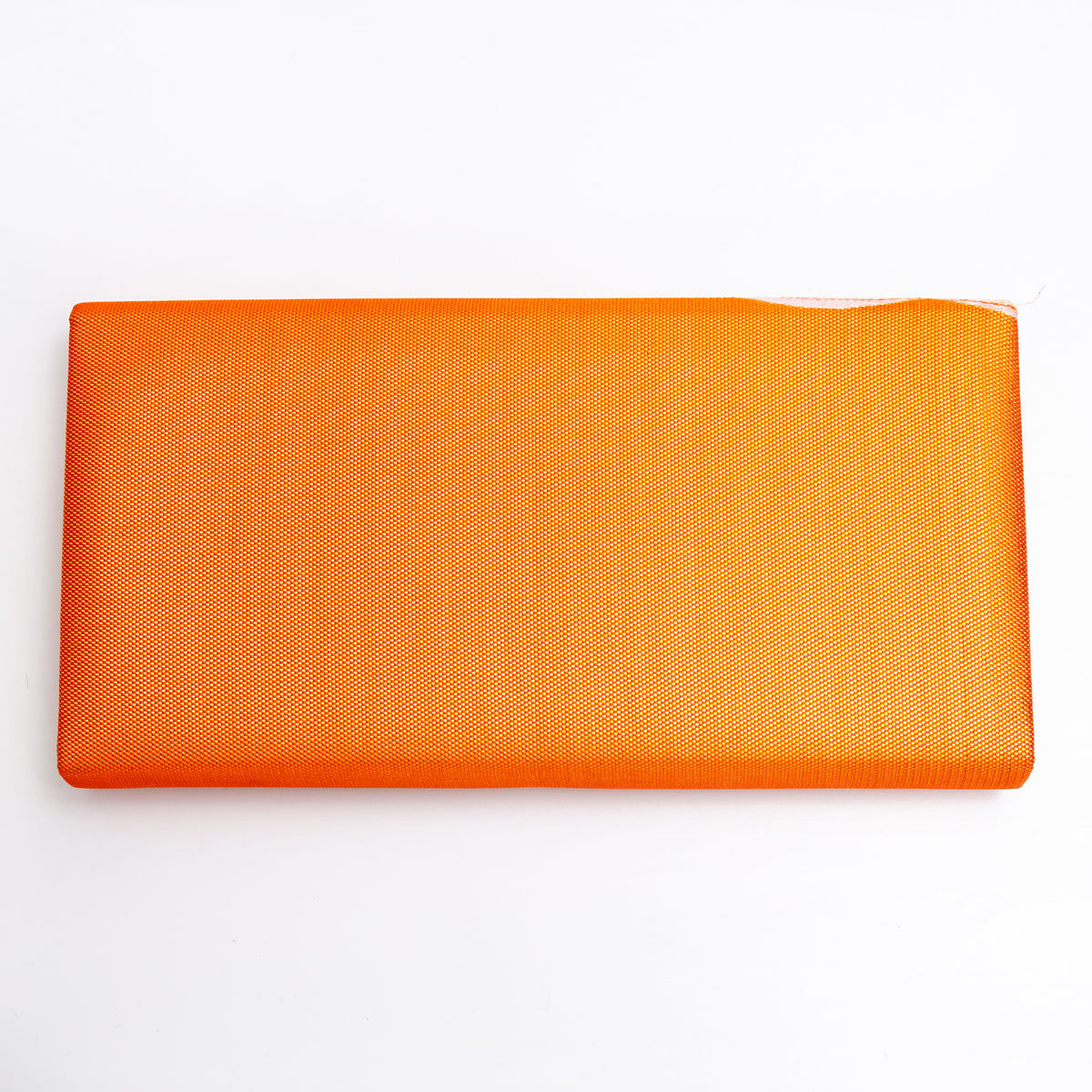 Back of metallic orange Japanese silk foldover clutch