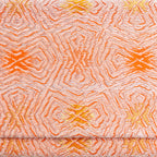 Close-up of peach, silver and gold abstract geometric weave in vintage Japanese kimono silk