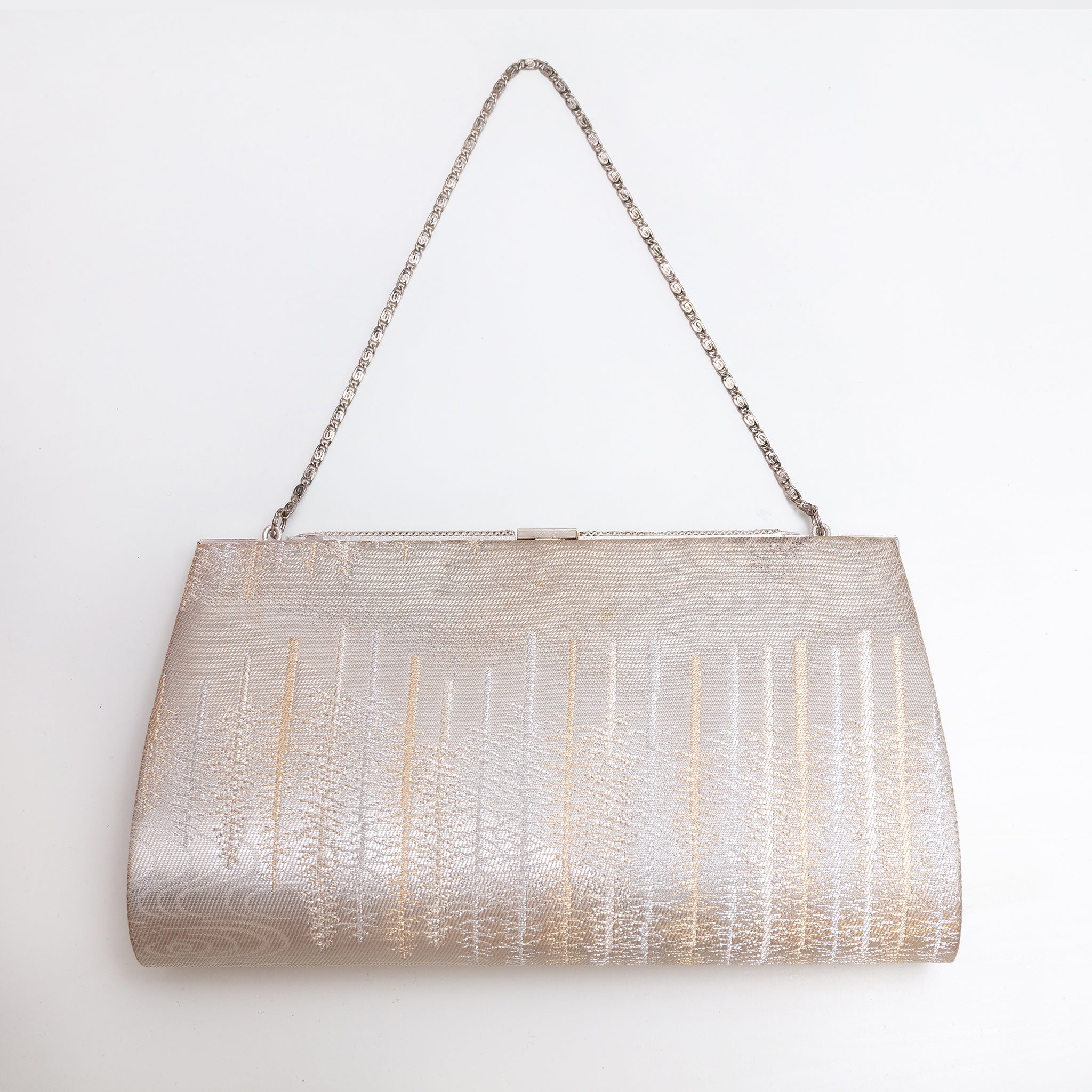 Back of pale gold vintage Japanese silk clutch bag