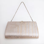 Pale gold and silver Japanese kimono silk clutch bag with silver tree design