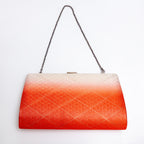 Back of orange and cream vintage Japanese silk clutch bag