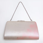 Pink and silver diamond-patterned silk reverse of vintage Japanese clutch bag