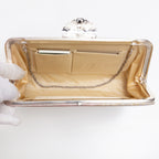 Open vintage Japanese silk clutch bag with chain tucked inside