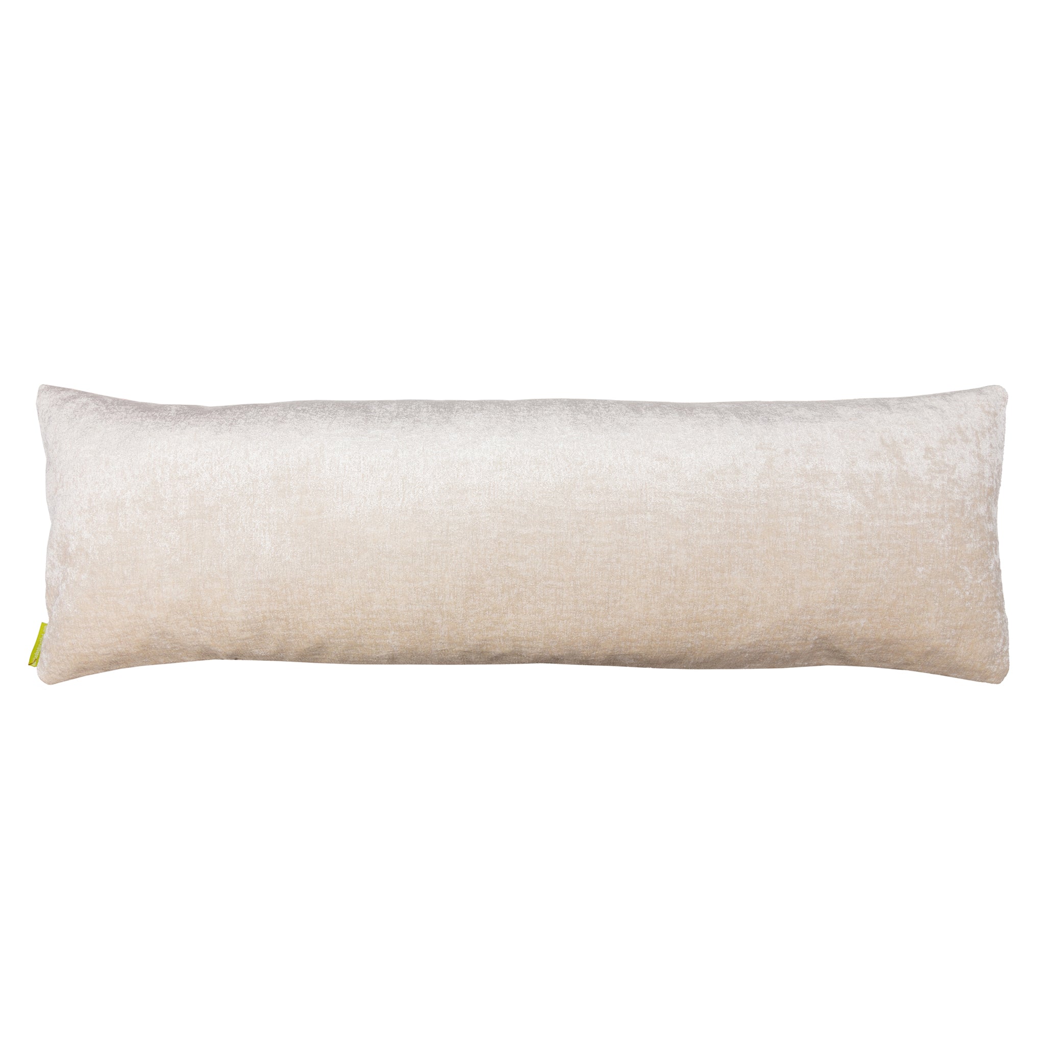 Close-up of the textured oyster velvet back detail highlighting the luxurious, soft surface of the bolster