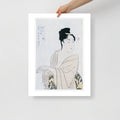 Close-up of the print’s intricate line work and subtle color gradations highlighting Utamaro’s delicate depiction of the