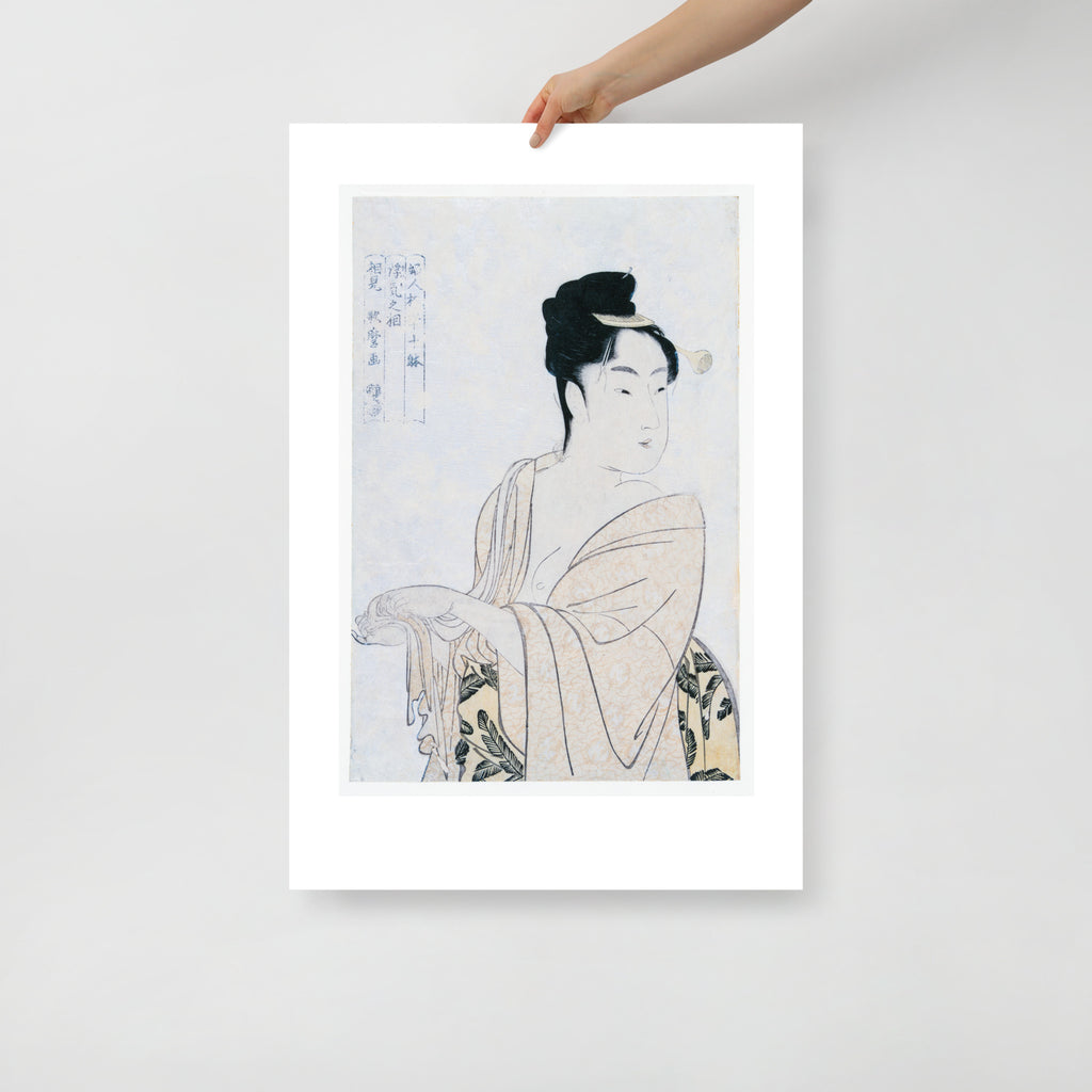 Close-up of intricate woodblock texture highlighting fine line work and delicate coloration in the print’s corner detail.