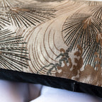 Grey silk bolster cushion showing edge detail where vintage grey Maru Obi meets black silk reverse