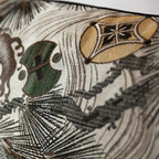 Woven pine tree and wild wave motifs on grey vintage Japanese Maru Obi silk bolster cushion
