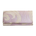 Lilac silk vintage Japanese envelope clutch with wave pattern in cream.