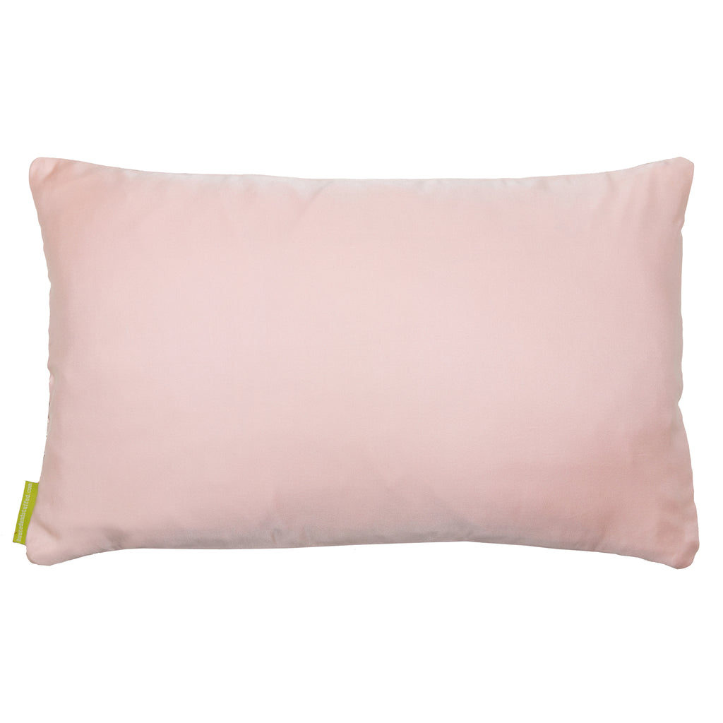 rectangular pillow reverse in a pale pink upcycled silk