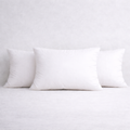 Set of three 14 x 20 inch rectangular feather cushion inserts on a pale neutral background, soft and plump finish.