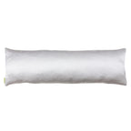 white satin reverse of bolster cushion on white