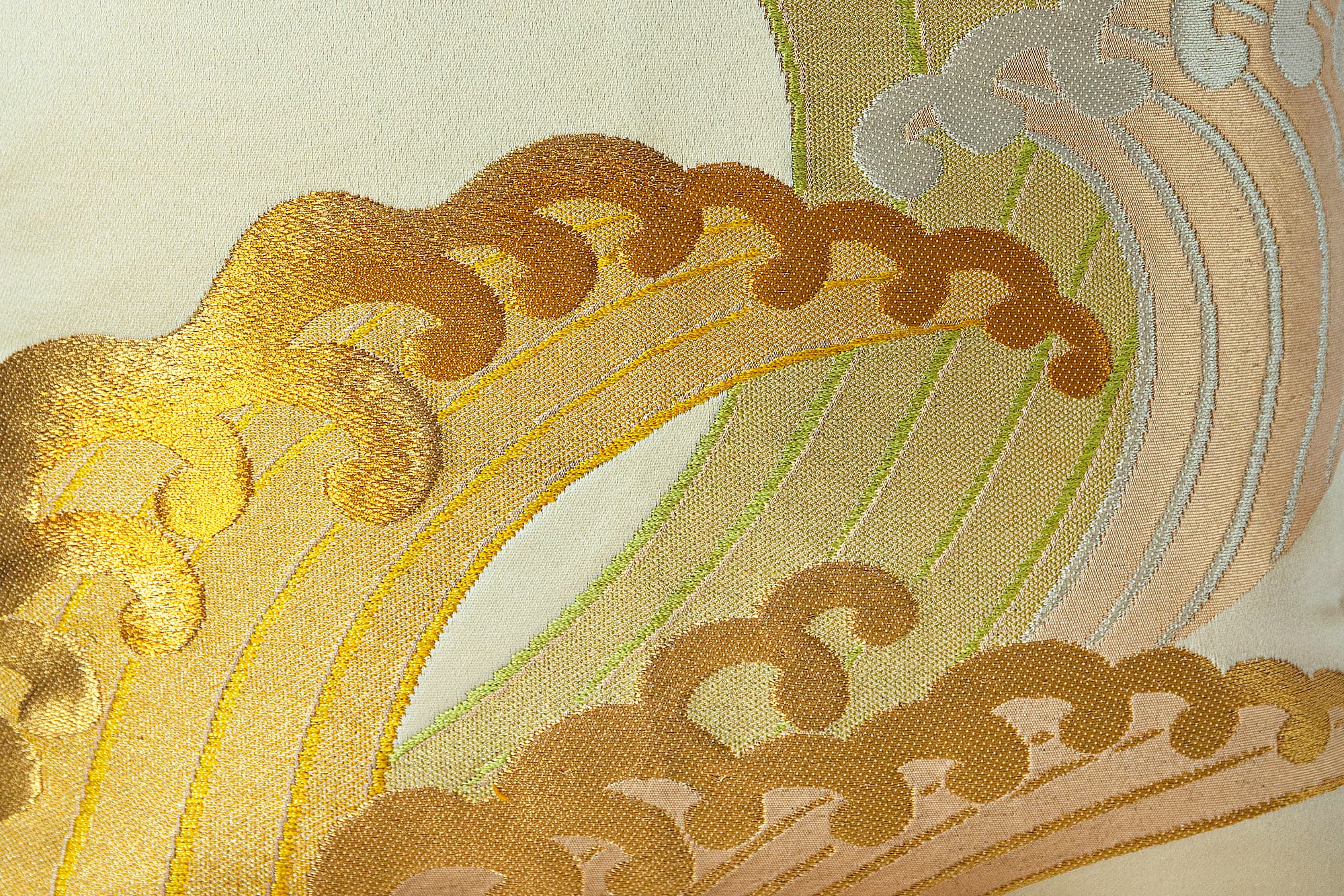 Wild wave symbol on a gold Japanese vintage obi.