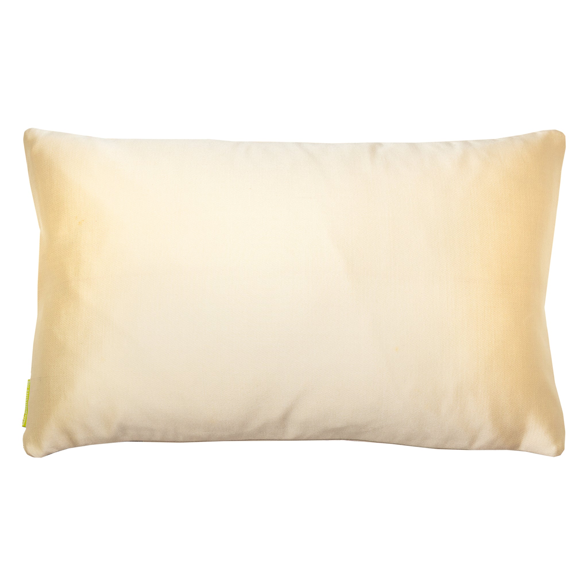 Reverse view of the rectangular obi cushion in vintage cream silk.