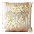 Hunted and Stuffed vintage gold bamboo pillow with peach velvet back, 17-inch square Obi cushion featuring textured fabric