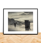 Japanese ukiyo-e print of ships at anchor by Ohara Koson, limited edition circa Meiji era, Hunted