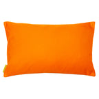 Reverse view of the rectangular obi cushion in orange vintage silk.