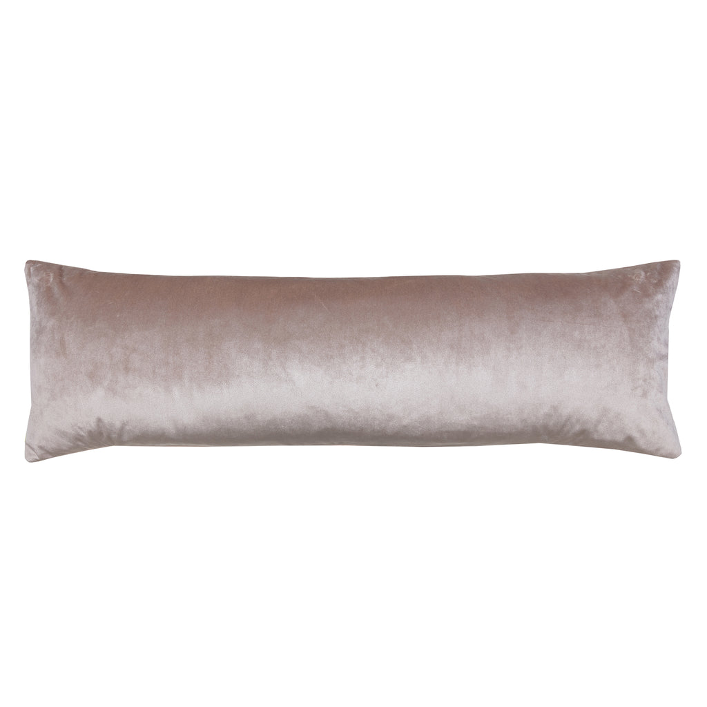 Close-up of the vibrant orange ombre silk fabric revealing subtle sheen and smooth texture of the bolster pillow's surface.