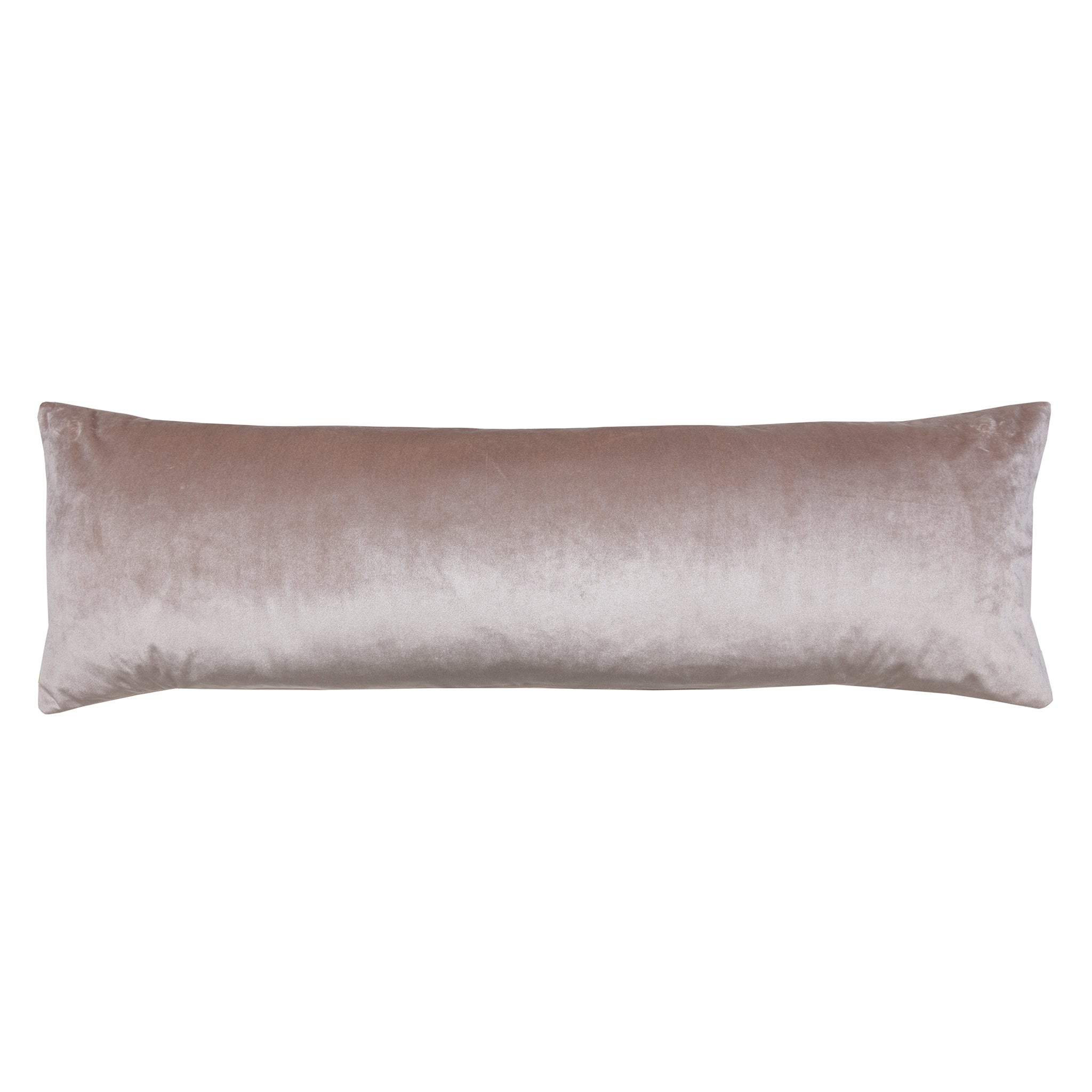 Close-up of the vibrant orange ombre silk fabric revealing subtle sheen and smooth texture of the bolster pillow's surface.